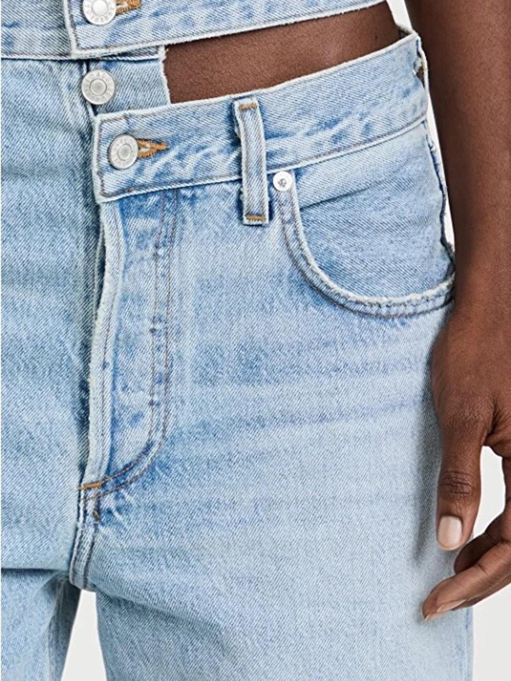 Agolde Light Wash Broken Waistband Jeans